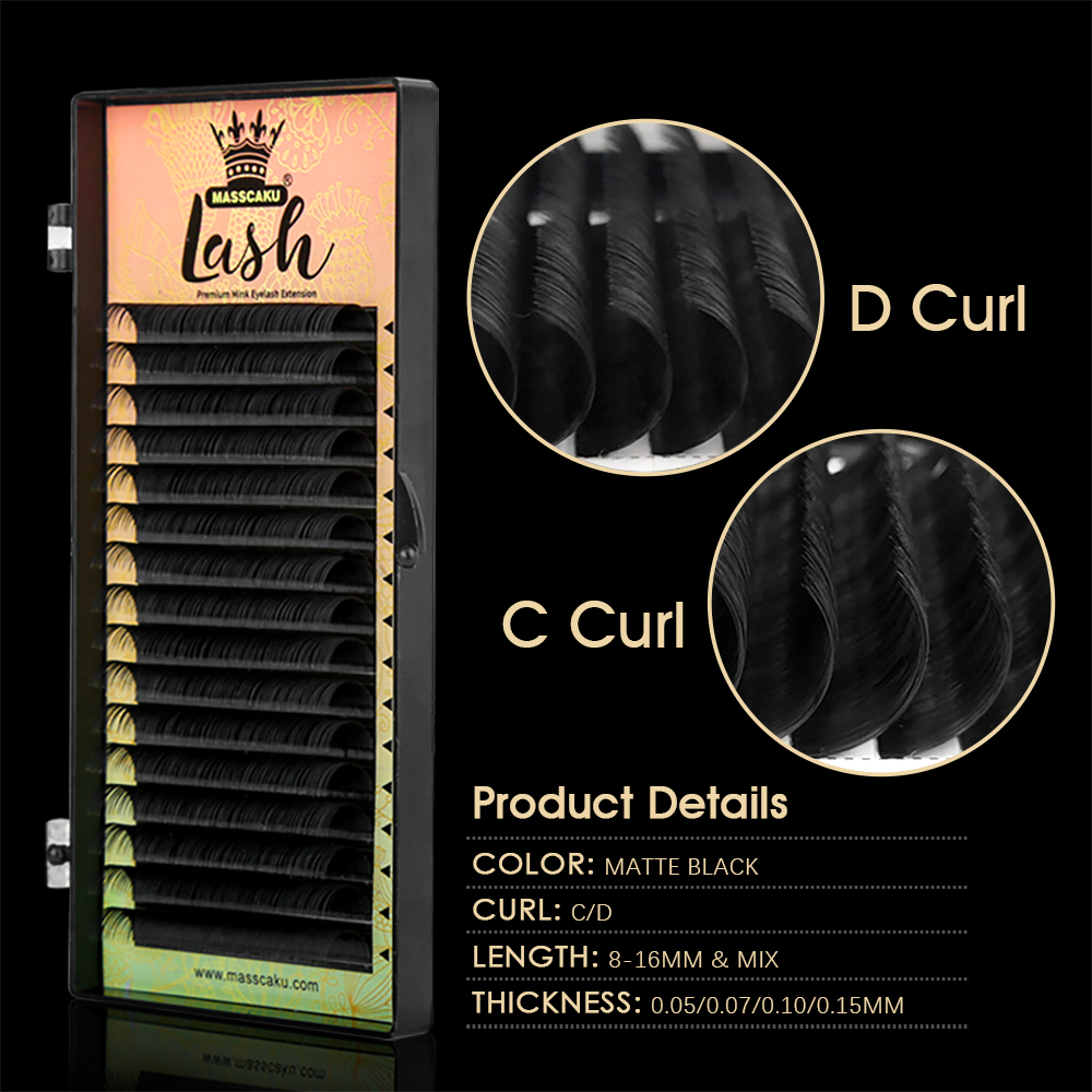 16 خطًا MASSCAKU C D Curl رموش - مراجعة Eyelash Extension Natural Classic وسعره