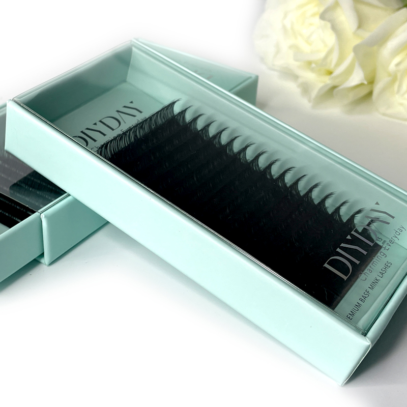 DIYDAY 16 صفوف المنك جلدة الفر - مراجعة Eyelash Extension Natural Classic وسعره